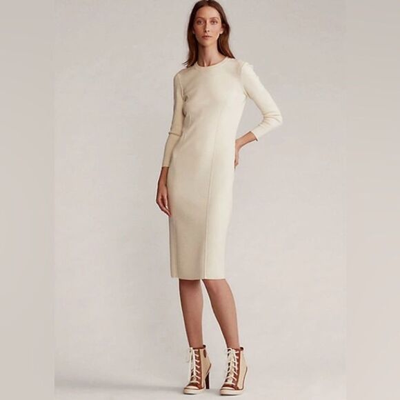 Ralph Lauren Purple Label Merino Wool Sweater Dress Cream NWT - Picture 1 of 10